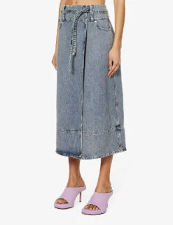Low Rider Faded-wash Denim Midi Skirt -Closet By She R04161059 SUNFADEDENIM ALT02
