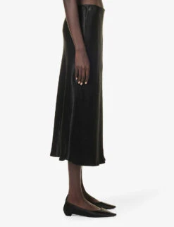 Max Mara Alessio Mid-rise Woven Midi Skirt -Closet By She R04161481 BLACK ALT02