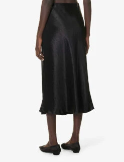 Max Mara Alessio Mid-rise Woven Midi Skirt -Closet By She R04161481 BLACK ALT03