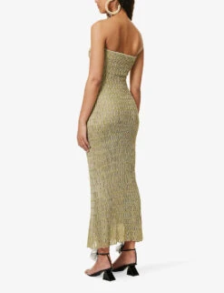Honeycomb Strapless Rayon-knitted Midi Dress 11 Honeycomb Strapless Rayon-knitted Midi Dress -Closet By She R04161515 GOLDWEED ALT03