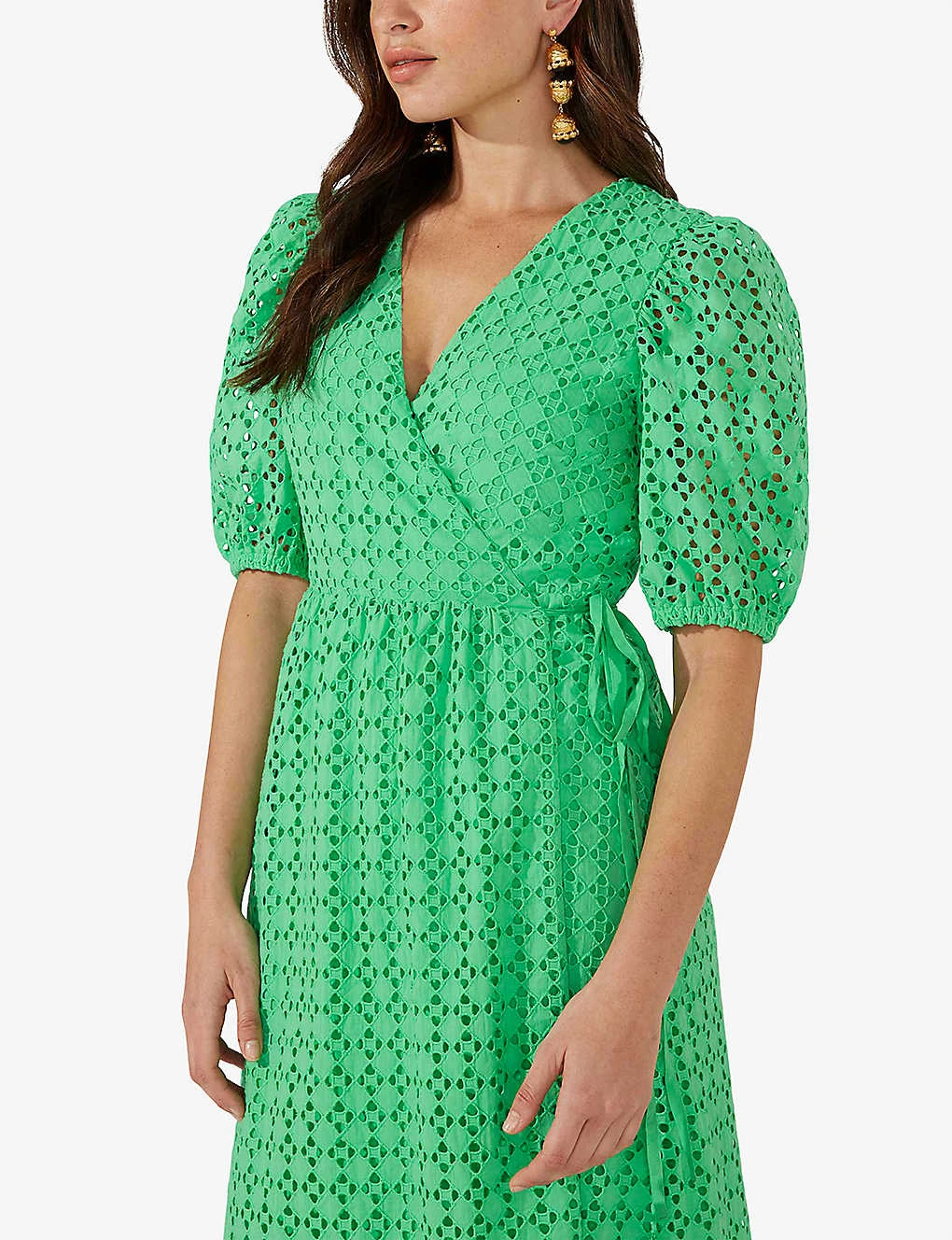 Broderie-anglaise V-neck Cotton Midi Dress 5 Broderie-anglaise V-neck Cotton Midi Dress - Image 3
