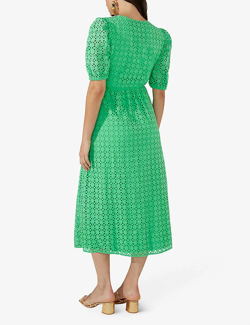Broderie-anglaise V-neck Cotton Midi Dress 6 Broderie-anglaise V-neck Cotton Midi Dress - Image 4