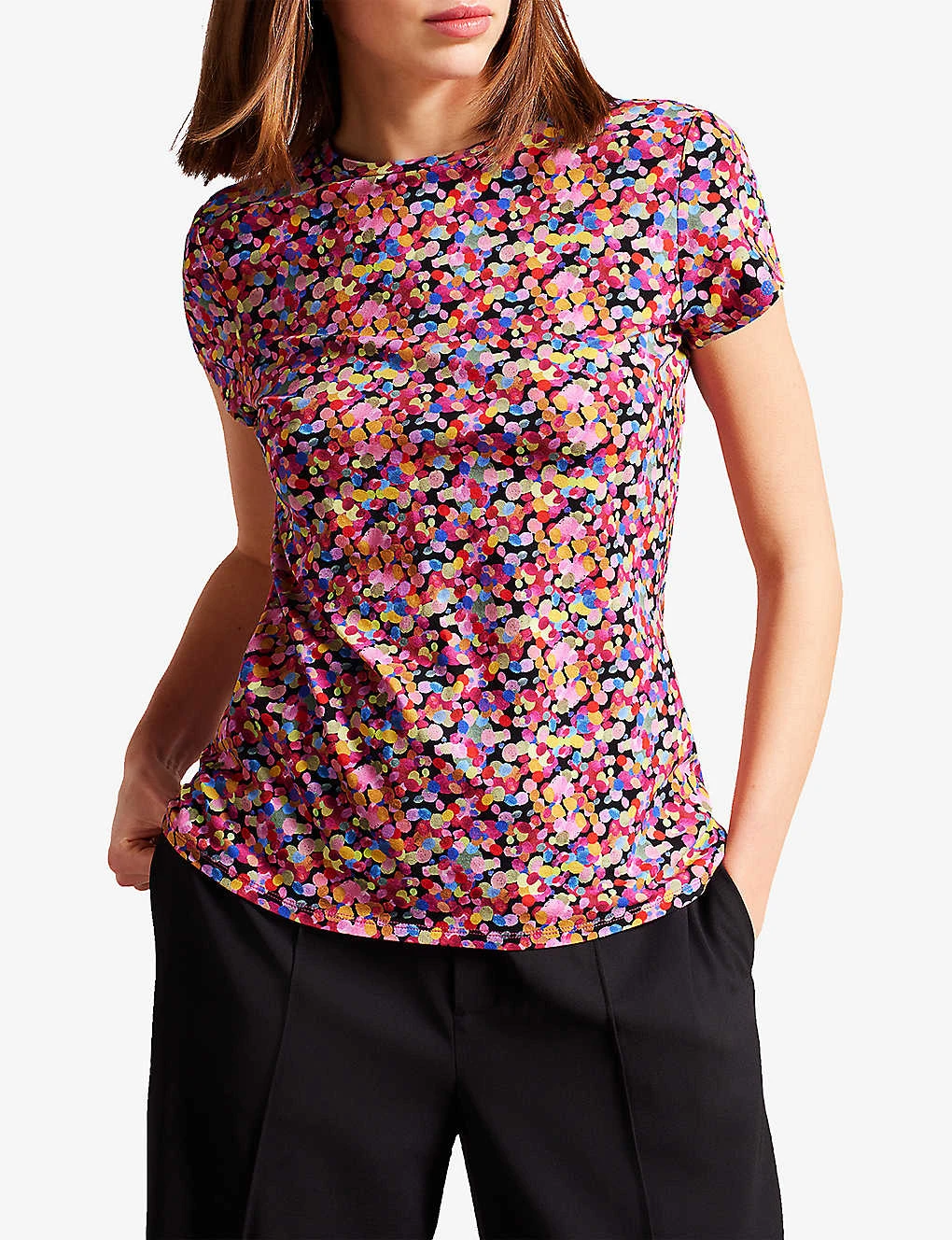 Ted Baker Phebie Confetti-print Stretch-woven T-shirt 5 Ted Baker Phebie Confetti-print Stretch-woven T-shirt - Image 3