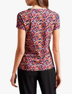 Ted Baker Phebie Confetti-print Stretch-woven T-shirt 9 Ted Baker Phebie Confetti-print Stretch-woven T-shirt -Closet By She R04162189 BLACK ALT03