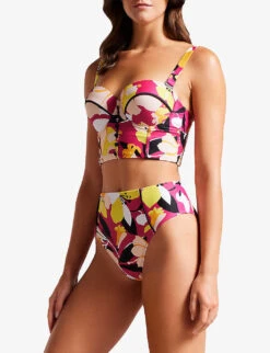 Ted Baker Marthya Floral-print High-waisted Bikini Bottoms -Closet By She R04162201 LTNUDE ALT02