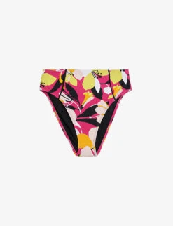 Ted Baker Marthya Floral-print High-waisted Bikini Bottoms