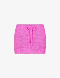 Low-rise Recycled Stretch-nylon Crochet Mini Skirt