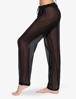 Drawstring-waist Wide-leg Low-rise Silk Trousers -Closet By She R04164379 ONYX ALT02