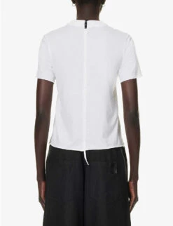 Short-sleeved Round-neck Stretch-cotton T-shirt -Closet By She R04164414 WHITE ALT03