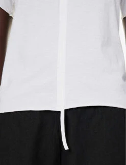 Short-sleeved Round-neck Stretch-cotton T-shirt -Closet By She R04164414 WHITE ALT05