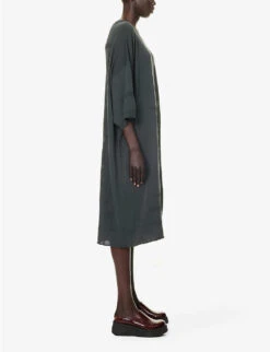 Boxy-fit Round-neck Cotton-knitted Midi Dress -Closet By She R04164420 SALVIA ALT02