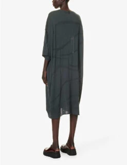 Boxy-fit Round-neck Cotton-knitted Midi Dress -Closet By She R04164420 SALVIA ALT03