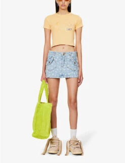 ERL Star-pattern Mid-rise Denim Mini Skirt -Closet By She R04165356 LIGHTBLUE ALT01