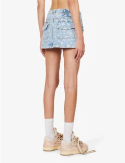 ERL Star-pattern Mid-rise Denim Mini Skirt -Closet By She R04165356 LIGHTBLUE ALT03