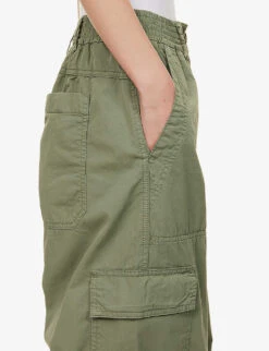 ME AND EM Wide-leg Low-rise Cotton Cargo Trousers -Closet By She R04165520 SUMMERKHAKI ALT04