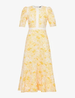 ME AND EM Floral-print Short-sleeved Cotton Maxi Dress