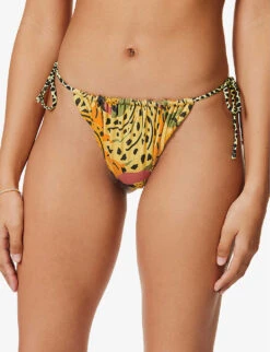 It's Now Cool Ecuador Graphic-print Stretch-recycled Polyester Bikini Bottoms -Closet By She R04165812 ECUADOR ALT02