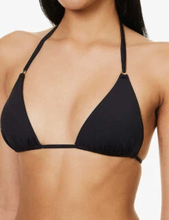 Hanalei Triangle Recycled-nylon-blend Bikini Top -Closet By She R04165929 BLACKREC ALT03