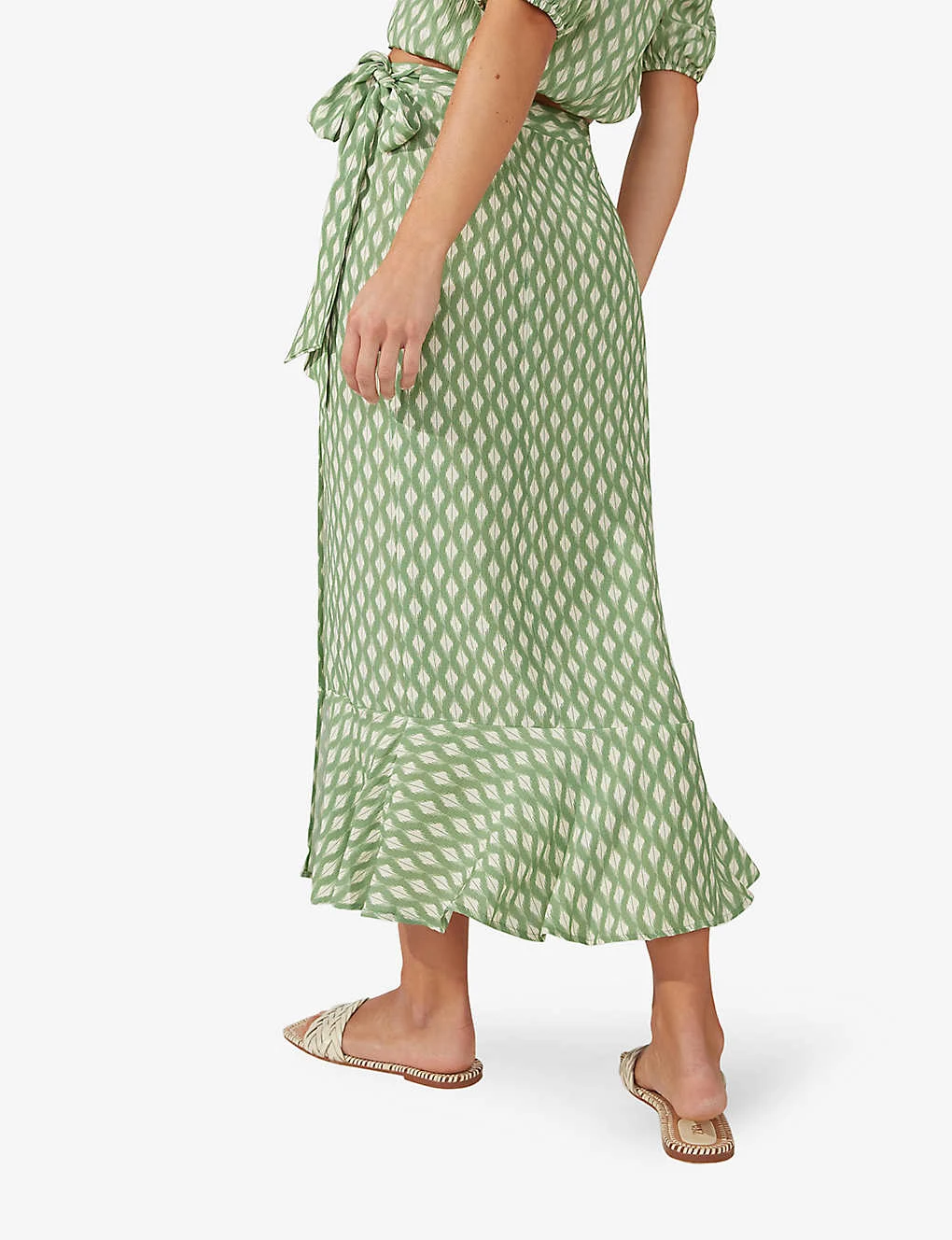 Diamond-print Wraparound Woven Maxi Skirt 5 Diamond-print Wraparound Woven Maxi Skirt - Image 3