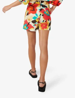 Floral-print High-rise Cotton Shorts -Closet By She R04166391 WHITEMULTI ALT03