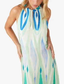 Ikat-print Woven Maxi Dress -Closet By She R04166394 BLUEMULTI ALT02