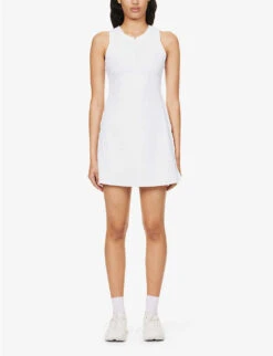 Lululemon Grid-texture Zipped Stretch-woven Mini Dress -Closet By She R04166423 WHITE ALT02