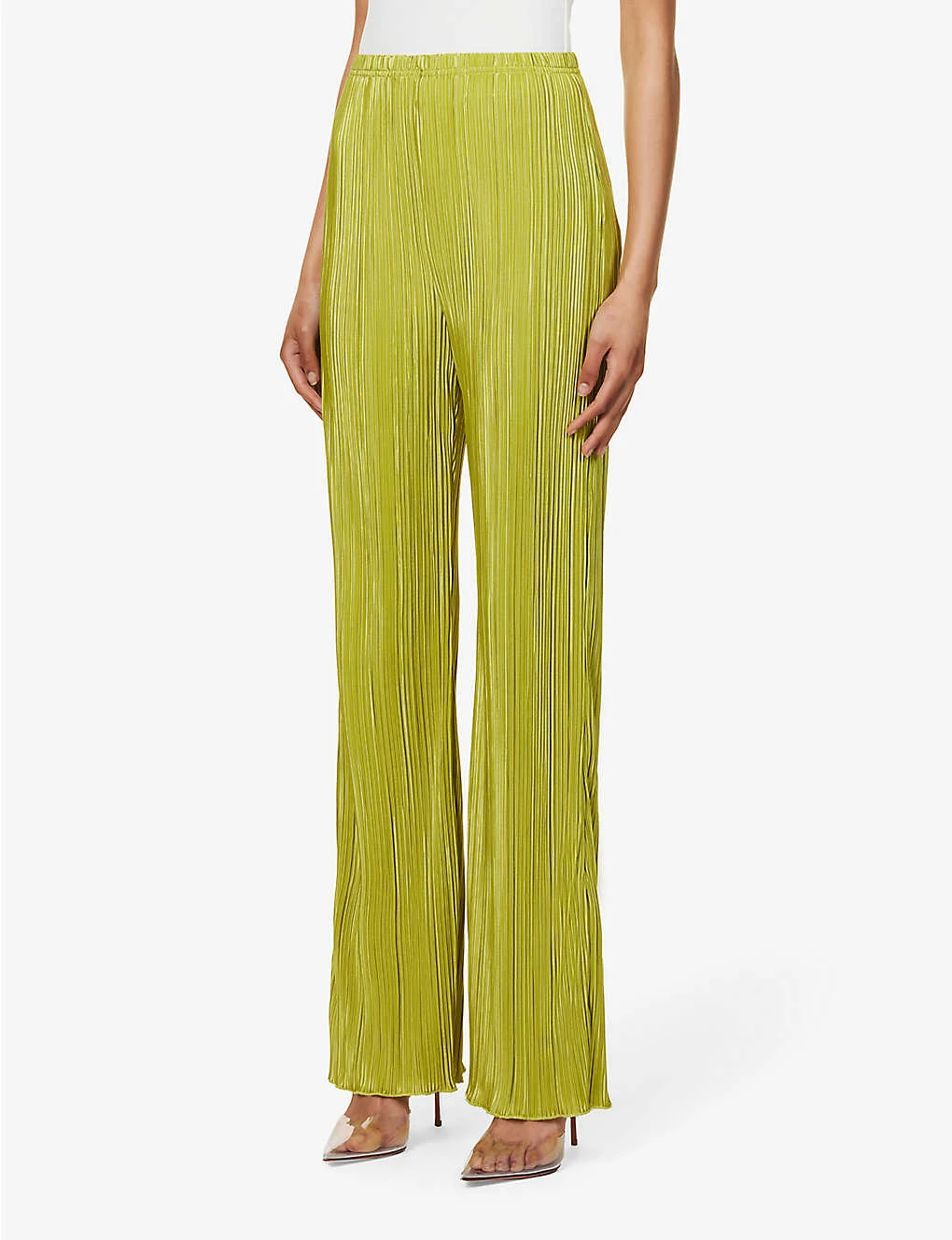 GOOD AMERICAN Wide-leg Mid-rise Plisse Woven Trousers 5 GOOD AMERICAN Wide-leg Mid-rise Plisse Woven Trousers - Image 3