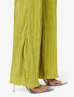 GOOD AMERICAN Wide-leg Mid-rise Plisse Woven Trousers 11 GOOD AMERICAN Wide-leg Mid-rise Plisse Woven Trousers -Closet By She R04166608 CHARTRUSSE001 ALT04
