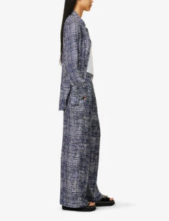 Rag & Bone Tara Wide-leg Mid-rise Silk-blend Trousers -Closet By She R04166656 BLUMULTI ALT01