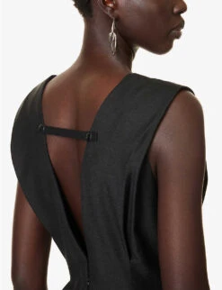 Upside Down Trouser Relaxed-fit Wool-blend Midi Dress -Closet By She R04167962 BLACK ALT04