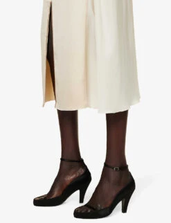 Koshulya Colour-block Silk Midi Skirt -Closet By She R04168299 CREAM ALT05