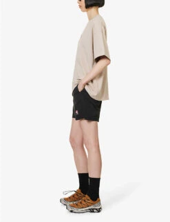 Exclusive Unisex Logo-patch Relaxed-fit Recycled-polyester Swim Shorts -Closet By She R04168679 BLACK ALT01