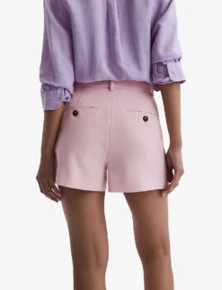 Reiss Marina Pleated Woven Shorts -Closet By She R04168931 PINK ALT03