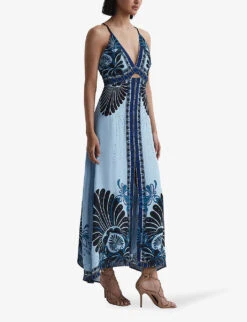 Reiss Emerson Palm-print Woven Maxi Dress -Closet By She R04169008 BLUE ALT02