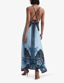 Reiss Emerson Palm-print Woven Maxi Dress -Closet By She R04169008 BLUE ALT03