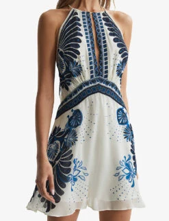 Reiss Brianna Floral-printed Woven Mini Dress -Closet By She R04169018 BLUE ALT04