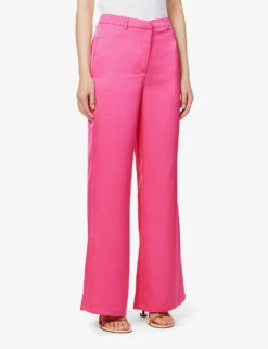 Exclusive Ashley Wide-leg Mid-rise Woven Trousers 9 Exclusive Ashley Wide-leg Mid-rise Woven Trousers -Closet By She R04169547 FUCHSIA ALT02