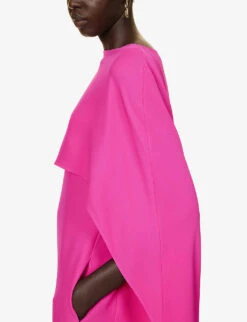 Valentino Silk Cape Midi Dress 11 Valentino Silk Cape Midi Dress -Closet By She R04169701 PINKPP ALT04