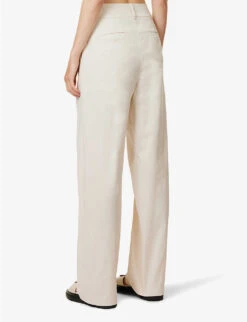 Pleated Structured-waist Straight-leg Mid-rise Cotton Trousers 10 Pleated Structured-waist Straight-leg Mid-rise Cotton Trousers -Closet By She R04170828 BEIGE ALT03