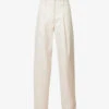 Pleated Structured-waist Straight-leg Mid-rise Cotton Trousers -Closet By She R04170828 BEIGE M