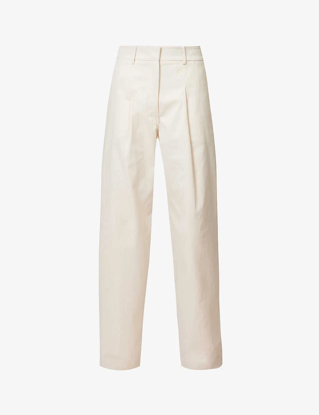 Pleated Structured-waist Straight-leg Mid-rise Cotton Trousers 3 Pleated Structured-waist Straight-leg Mid-rise Cotton Trousers