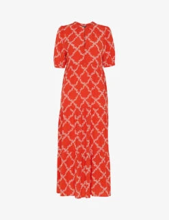 Whistles Daisy Floral-print Checked Woven Midi Dress