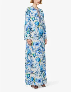 Collins Floral-print Silk-crepe Maxi Dress 10 Collins Floral-print Silk-crepe Maxi Dress -Closet By She R04171625 ALLOVERREPEATBLUE ALT02