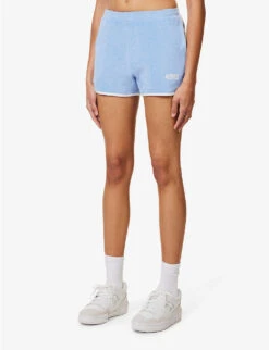 Sporty & Rich X Prince Brand-embroidered Cotton Shorts -Closet By She R04173088 BLUEWHITE ALT02