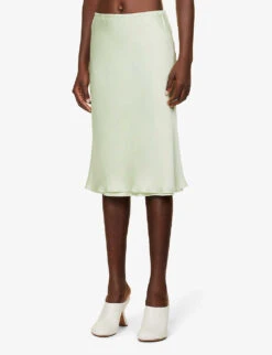 Jil Sander Flared-hem Elasticated-waistband Satin Midi Skirt -Closet By She R04173106 335 ALT02