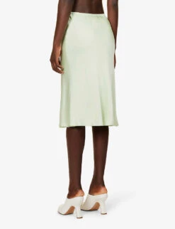 Jil Sander Flared-hem Elasticated-waistband Satin Midi Skirt -Closet By She R04173106 335 ALT03