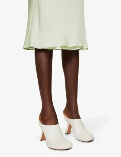 Jil Sander Flared-hem Elasticated-waistband Satin Midi Skirt -Closet By She R04173106 335 ALT04