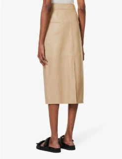 Heather Panel-pattern Regular-fit Leather Skirt -Closet By She R04173155 BEIGE ALT03