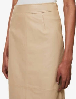 Heather Panel-pattern Regular-fit Leather Skirt -Closet By She R04173155 BEIGE ALT04
