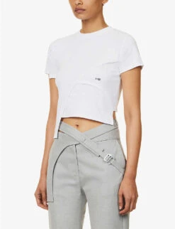 Deconstructed Asymmetric-hem Stretch-cotton Top -Closet By She R04174798 WHITE ALT02